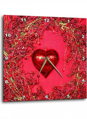 Red Valentine Heart Printed Wall Clock Red 10 x 10inch
