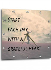 Start Each Day With A Grateful Heart Printed Analog Wall Clock Multicolour 10x10x0.1inch