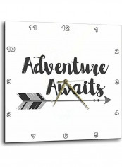 Adventure Awaits Wall Clock White 10 X 10inch