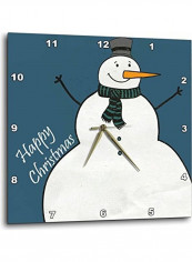 Happy Christmas Snowman Printed Analog Wall Clock Multicolour 10x10x0.1inch