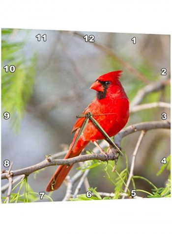 Northern Cardinal Wall Clock Multicolour 10 X 10inch