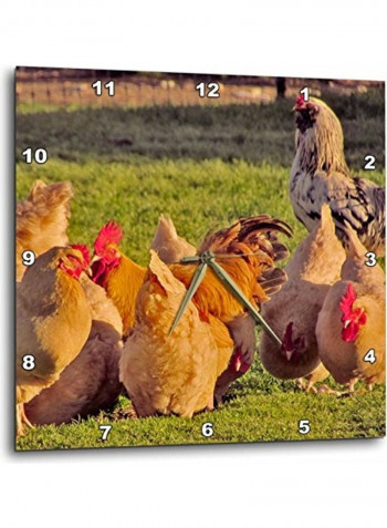Chicken Themed Wall Clock Multicolour