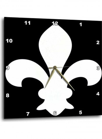 Fleur De Lis White On Black Wall Clock Black/White 10x10inch