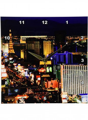 Nevada Las Vegas City At Night Wall Clock Multicolour 10x10inch