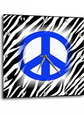 Peace Symbol On Zebra Printed Wall Clock Multicolour 10x10x0.1inch