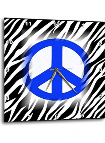Peace Symbol On Zebra Printed Wall Clock Multicolour 10x10x0.1inch