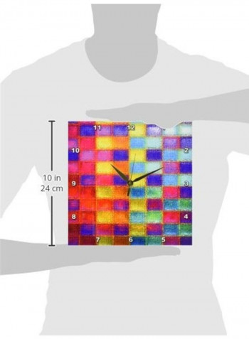 Multi Coloured Squares In Neon Wall Clock Multicolour 10x10inch