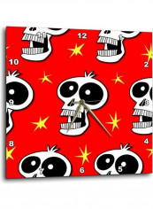 Skull Pattern Printed Wall Clock Red 10 x 10inch