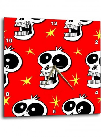 Skull Pattern Printed Wall Clock Red 10 x 10inch