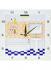 Blue White Peach Bath Wall Clock Multicolour 10 X 10inch