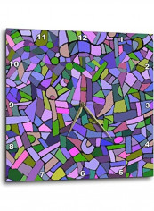 Bright Vibrant And Colorful Purple Gaudi Inspired Mosaic Pattern Stain Glass Like Contemporary Wall Clock Purple 10 X 10inch