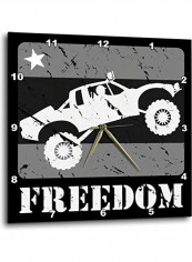 Greyscale Distressed Illustration Of An Off-Road Race Truckin The Air Wall Clock Multicolour 10 X 10inch