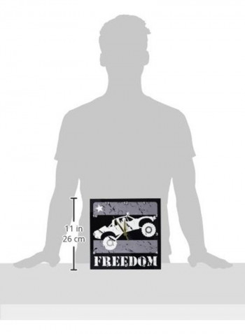 Greyscale Distressed Illustration Of An Off-Road Race Truckin The Air Wall Clock Multicolour 10 X 10inch