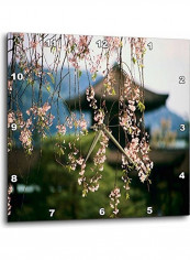 Japanese Cherry Blossom Printed Wall Clock Multicolour 13x13x0.1inch