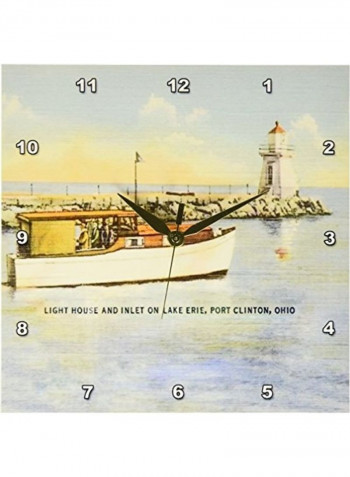 Port Clinton Lighthouse Looking Over Lake Erie Wall Clock Multicolour 10 X 10inch