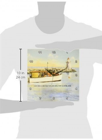 Port Clinton Lighthouse Looking Over Lake Erie Wall Clock Multicolour 10 X 10inch