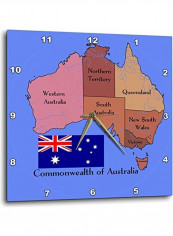 The Map And Flag Commonwealth Of Australia Wall Clock Multicolour 10x10inch