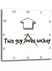 This Guy Loves Hockey Printed Analog Wall Clock White/Black 10x10x0.1inch