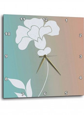 White Flower Silhouette Floral Art Wall Clock White 10x10inch