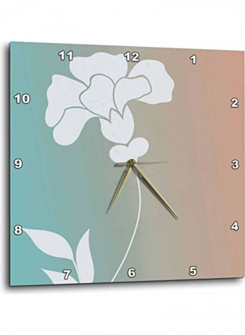 White Flower Silhouette Floral Art Wall Clock White 10x10inch