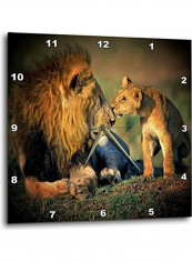 Lions Father And Son Printed Analog Wall Clock Multicolour 13x13x0.1inch