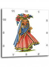 Print Of Retro Doll From India Wall Clock Multicolour 10x10inch