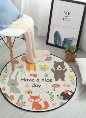 1-Piece Round Cartoon Pattern Living Room Baby Crawling Mat Multicolour 80cm