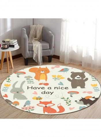 1-Piece Round Cartoon Pattern Living Room Baby Crawling Mat Multicolour 80cm