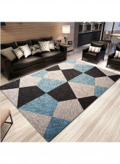 Geometric Pattern Washable Floor Mat Multicolour 120 x 160cm
