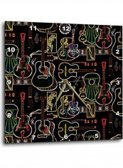 Guitars Printed Analog Wall Clock Multicolour 10x10x0.1inch