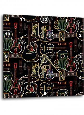 Guitars Printed Analog Wall Clock Multicolour 10x10x0.1inch
