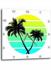 Palm Tree Printed Analog Wall Clock Multicolour 10x10x0.1inch