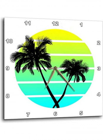 Palm Tree Printed Analog Wall Clock Multicolour 10x10x0.1inch