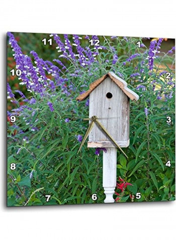 Birdhouse In Garden Themed Wall Clock Multicolour