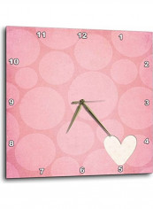 Circles With Heart Printed Analog Wall Clock Pink 10x10x0.1inch