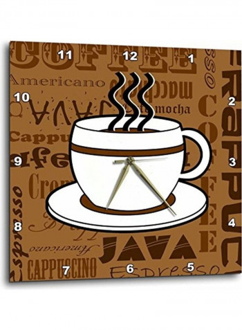 Coffee Words Print Wall Clock Brown 10x10inch