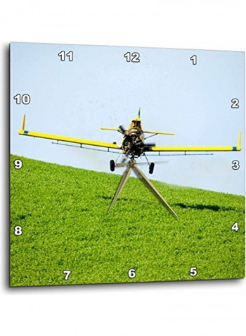 Crop Duster Working Wheat Farm Printed Wall Clock Multicolour 10x10x0.1inch