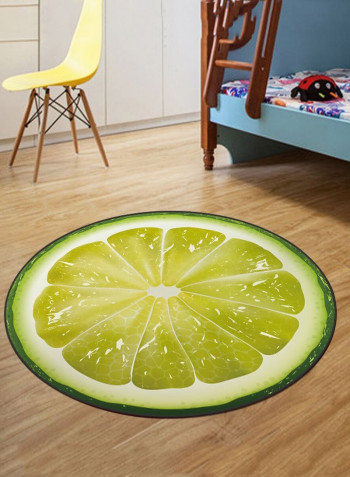 Decorative Round Shaped Lemon Design Antiskid Soft Floor Mat Multicolour 60x60cm