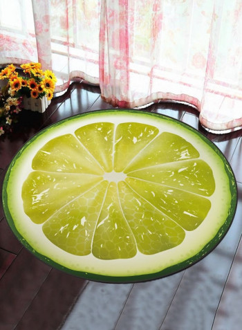 Decorative Round Shaped Lemon Design Antiskid Soft Floor Mat Multicolour 60x60cm