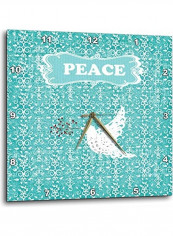 Green Aqua Peace Printed Wall Clock Multicolour 10 x 10inch