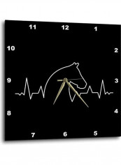 Horse Printed Analog Wall Clock Black/White 10x10x0.1inch