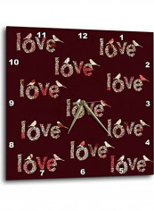 Love Birds Word Art Inspirational Wall Clock Multicolour 10x10inch
