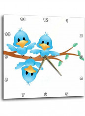 Trio Of Blue Birds Wall Clock Multicolour 10x10inch