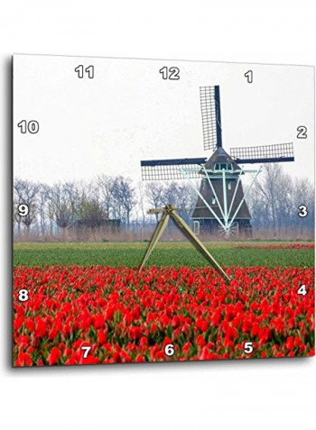 Windmill Printed Analog Wall Clock Multicolour 10x10x0.1inch