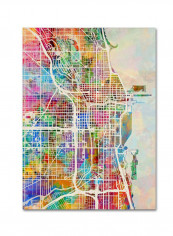 Chicago City Street Map Canvas Wall Art Multicolour 18 x 24inch