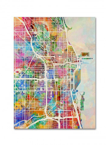 Chicago City Street Map Canvas Wall Art Multicolour 18 x 24inch