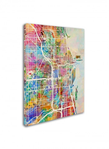 Chicago City Street Map Canvas Wall Art Multicolour 18 x 24inch