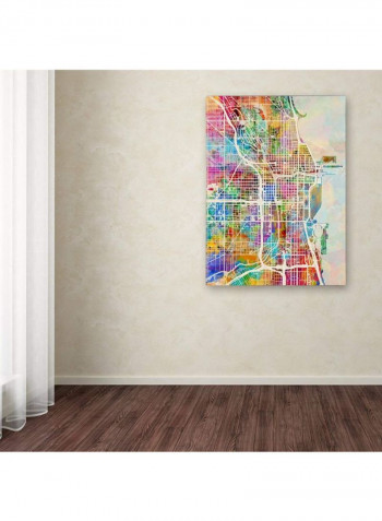 Chicago City Street Map Canvas Wall Art Multicolour 18 x 24inch