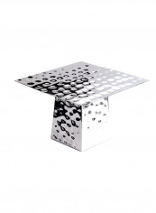 Hammered Square Footed Stand Silver 28cm