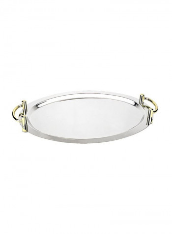 Stackable Oval Tray With Handle Silver 62cm